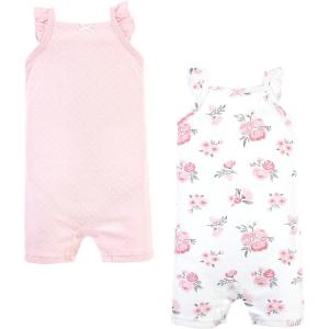 imageHudson Baby Unisex Cotton RompersPink Floral Dots