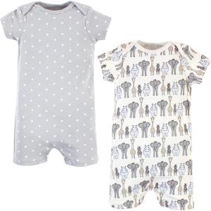 imageHudson Baby Unisex Cotton RompersRoyal Safari 2pack