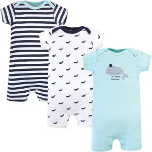 imageHudson Baby Unisex Cotton RompersTeal Whale