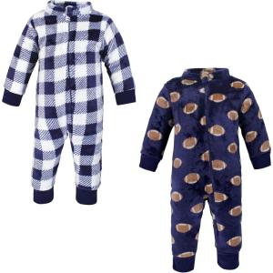 imageHudson Baby babygirls Plush JumpsuitsBlue Football