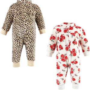 imageHudson Baby babygirls Plush JumpsuitsRed Rose Leopard