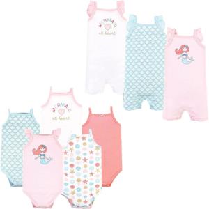 imageHudson Baby unisexbaby Cotton Bodysuits and Rompers 8pieceCoral Mint Mermaid