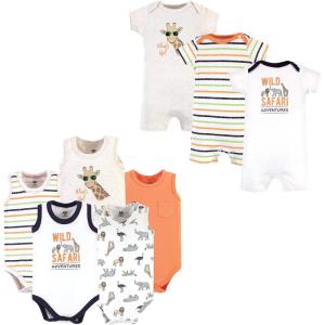 imageHudson Baby unisexbaby Cotton Bodysuits and Rompers 8pieceWild Safari
