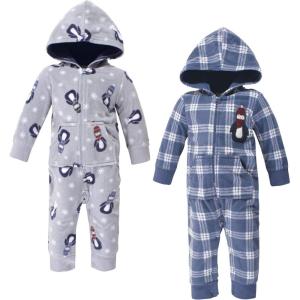 imageHudson Baby Unisex Baby Fleece Jumpsuits Coveralls and PlaysuitsBlue Penguin Baby