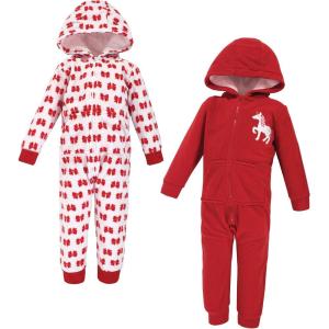 imageHudson Baby Unisex Baby Fleece Jumpsuits Coveralls and PlaysuitsChristmas Unicorn Toddler