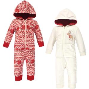 imageHudson Baby Unisex Baby Fleece Jumpsuits Coveralls and PlaysuitsCream Reindeer Baby