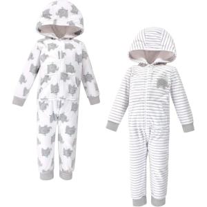 imageHudson Baby Unisex Baby Fleece Jumpsuits Coveralls and PlaysuitsElephants Toddler