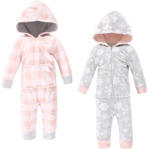 imageHudson Baby Unisex Baby Fleece Jumpsuits Coveralls and PlaysuitsGray Pink Snowflake Baby