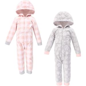imageHudson Baby Unisex Baby Fleece Jumpsuits Coveralls and PlaysuitsGray Pink Snowflake Toddler