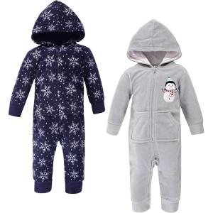 imageHudson Baby Unisex Baby Fleece Jumpsuits Coveralls and PlaysuitsNavy Snowman Baby