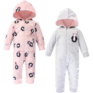 imageHudson Baby Unisex Baby Fleece Jumpsuits Coveralls and PlaysuitsPink Penguin Baby