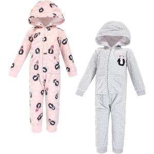 imageHudson Baby Unisex Baby Fleece Jumpsuits Coveralls and PlaysuitsPink Penguin Toddler
