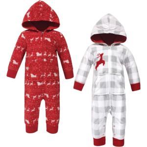 imageHudson Baby Unisex Baby Fleece Jumpsuits Coveralls and PlaysuitsSantas Sleigh Baby