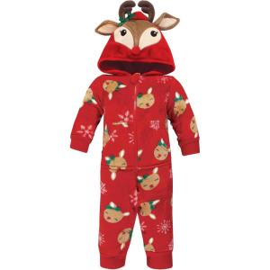 imageHudson Baby Unisex Baby Plush Jumpsuits Animal FaceGirl Holiday Reindeer