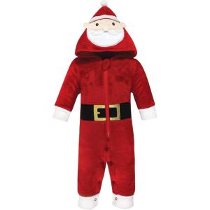 imageHudson Baby Unisex Baby Plush Jumpsuits Animal FaceSanta