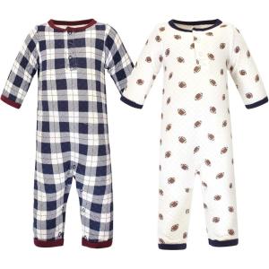 imageHudson Baby Unisex Baby Premium Quilted CoverallsFootball