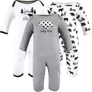 imageHudson Baby babygirls Cotton CoverallsBaby Bear Gray Black
