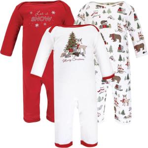 imageHudson Baby babygirls Cotton CoverallsChristmas Forest