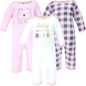 imageHudson Baby babygirls Cotton CoverallsGirl Baby Bear