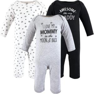 imageHudson Baby babygirls Cotton CoverallsMom Dad Moon Back