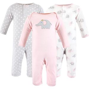 imageHudson Baby babygirls Cotton CoverallsPink Gray Elephant
