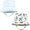 imageHudson Baby Unisex Baby 4Pc Sun Protection Hat Dino Stripe Dinosaur Palm Tree 1224 MonthsCritters Plaid Sea Turtle Stripe