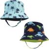 imageHudson Baby Unisex Baby 4Pc Sun Protection Hat Dino Stripe Dinosaur Palm Tree 1224 MonthsDino Stripe Dinosaur Palm Tree
