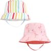 imageHudson Baby Unisex Baby 4Pc Sun Protection Hat Dino Stripe Dinosaur Palm Tree 1224 MonthsFlamingo Rainbow Stripe Ice Cream Dot