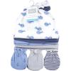 imageHudson Baby Unisex Baby Cotton Cap and Scratch Mitten SetBlue Whale