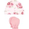 imageHudson Baby Unisex Baby Cotton Cap and Scratch Mitten SetBlush Rose Leopard