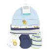 imageHudson Baby Unisex Baby Cotton Cap and Scratch Mitten SetBoy Yellow Safari