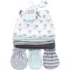 imageHudson Baby Unisex Baby Cotton Cap and Scratch Mitten SetModern Elephant