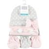 imageHudson Baby Unisex Baby Cotton Cap and Scratch Mitten SetPink Gray Elephant