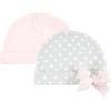 imageHudson Baby Unisex Baby Cotton Cap and Scratch Mitten SetPink Gray Elephant