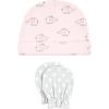 imageHudson Baby Unisex Baby Cotton Cap and Scratch Mitten SetPink Gray Elephant