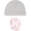 imageHudson Baby Unisex Baby Cotton Cap and Scratch Mitten SetPink Gray Elephant
