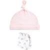 imageHudson Baby Unisex Baby Cotton Cap and Scratch Mitten SetPink Gray Floral