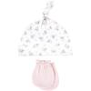 imageHudson Baby Unisex Baby Cotton Cap and Scratch Mitten SetPink Gray Floral
