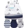 imageHudson Baby Unisex Baby Cotton Cap and Scratch Mitten SetSail the Sea