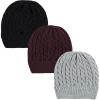 imageHudson Baby Baby Knit Cuffed Beanie 3pkBlack Burgundy