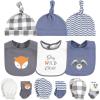 imageHudson Baby Unisex Baby Caps or Headbands Bibs Mittens and Socks 12pc SetWoodland