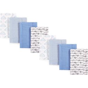 imageHudson Baby Cotton Poly Flannel Burp Cloths Multipack Mustache Hat 8Pack One SizeAirplane 8pack