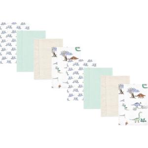 imageHudson Baby Cotton Poly Flannel Burp Cloths Multipack Mustache Hat 8Pack One SizeBoy Dino World 8pack