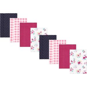 imageHudson Baby Cotton Poly Flannel Burp Cloths Multipack Mustache Hat 8Pack One SizeButterfly Floral 8pack