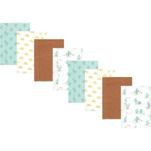 imageHudson Baby Cotton Poly Flannel Burp Cloths Multipack Mustache Hat 8Pack One SizeDesert Cactus 8pack