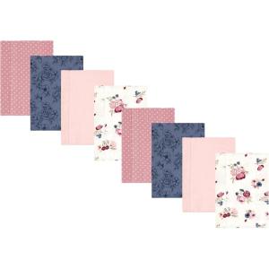 imageHudson Baby Cotton Poly Flannel Burp Cloths Multipack Mustache Hat 8Pack One SizeDusty Rose Floral 8pack