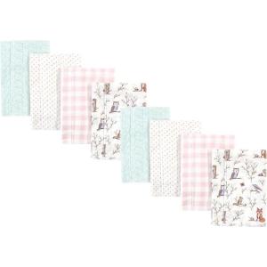 imageHudson Baby Cotton Poly Flannel Burp Cloths Multipack Mustache Hat 8Pack One SizeEnchanted Forest 8pack