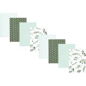 imageHudson Baby Cotton Poly Flannel Burp Cloths Multipack Mustache Hat 8Pack One SizeEucalyptus 8pack