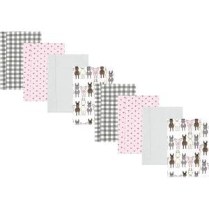 imageHudson Baby Cotton Poly Flannel Burp Cloths Multipack Mustache Hat 8Pack One SizeFarm Friends Pink 8pack