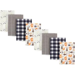 imageHudson Baby Cotton Poly Flannel Burp Cloths Multipack Mustache Hat 8Pack One SizeForest 8pack